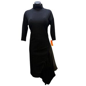 Brunello Cucinelli Wool Blend Black Dress Asymmetric Hem M